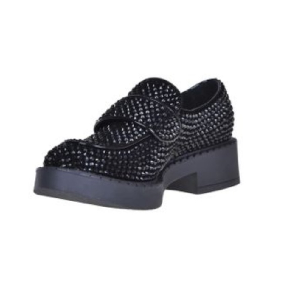 Jeffrey Campbell - Women's Black Library Embellished Loafer - Size 6